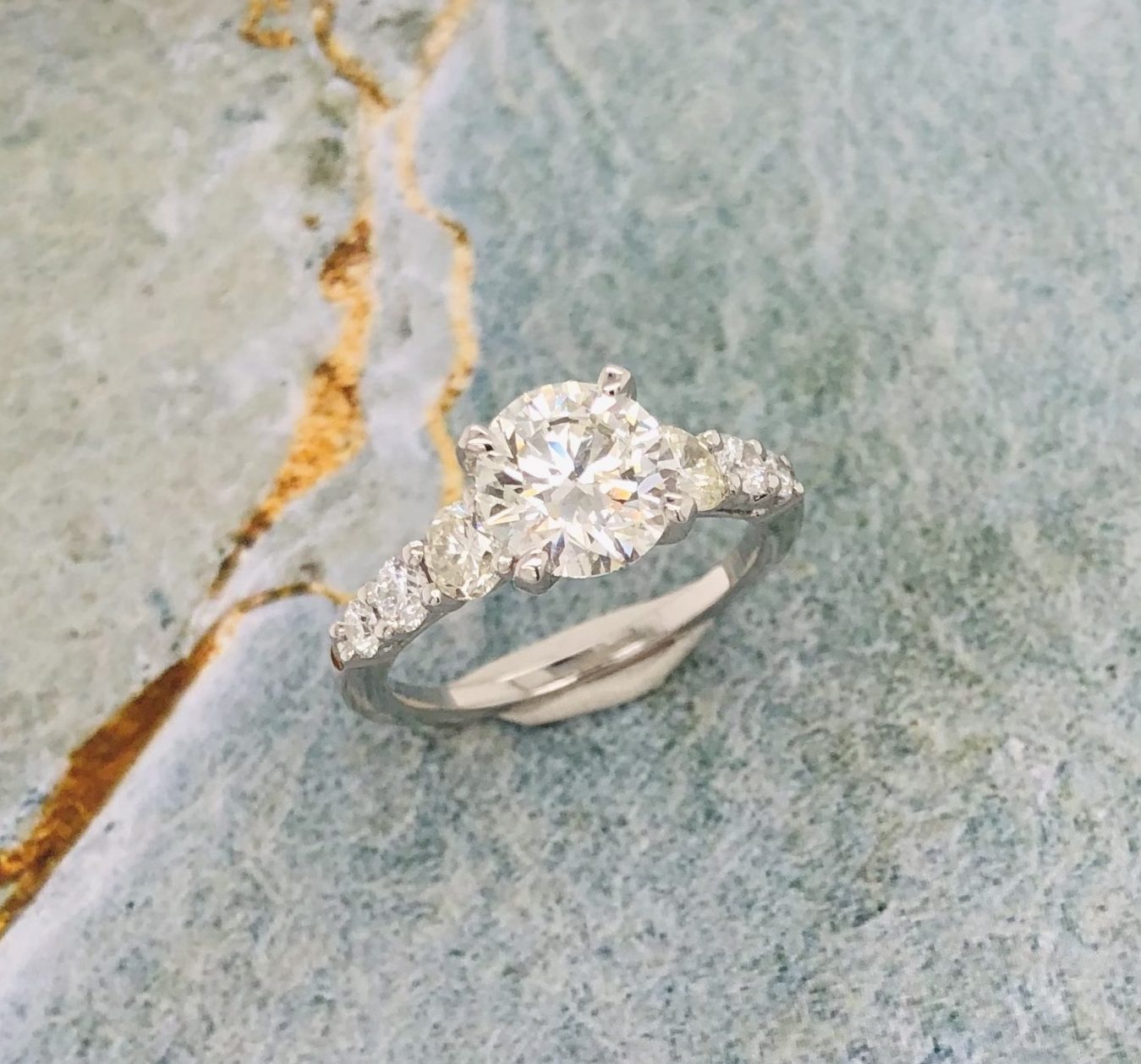 HRD-Certified 1.60 Carat Diamond w/ .72 CTW Diamond Engagement Ring ER515 sep