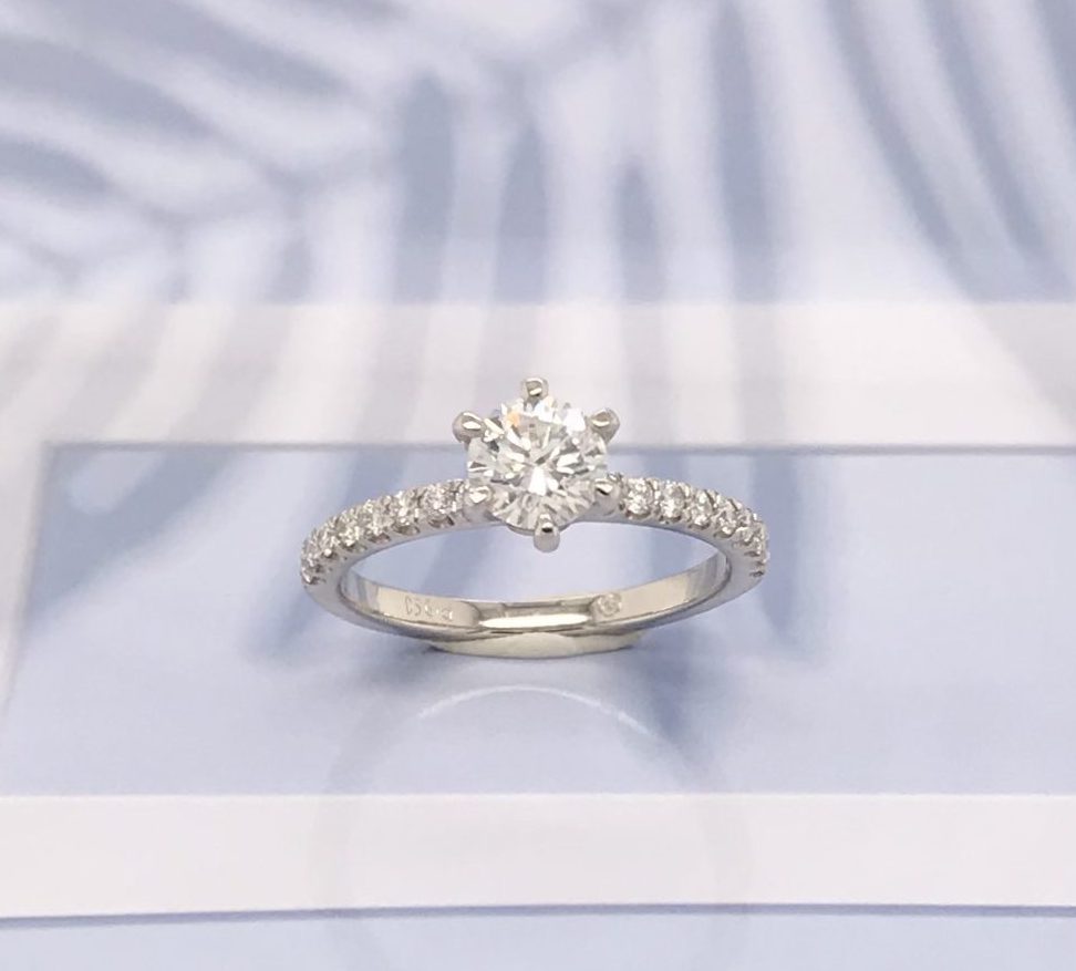 GIA-Certified .66 Carat Diamond w/.24 CTW Diamond Engagement Ring PLATINUM ER596