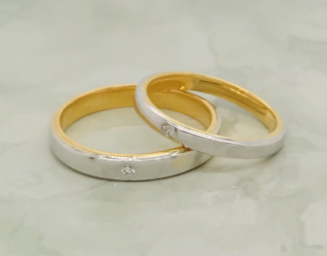 .03 CTW Diamond Wedding Rings PLATINUM & 18k Yellow Gold WR81
