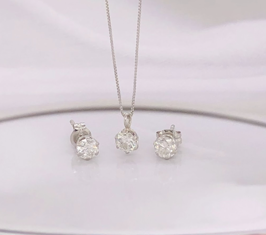 .62 CTW Diamond Earrings & Necklace Set PLATINUM JS136