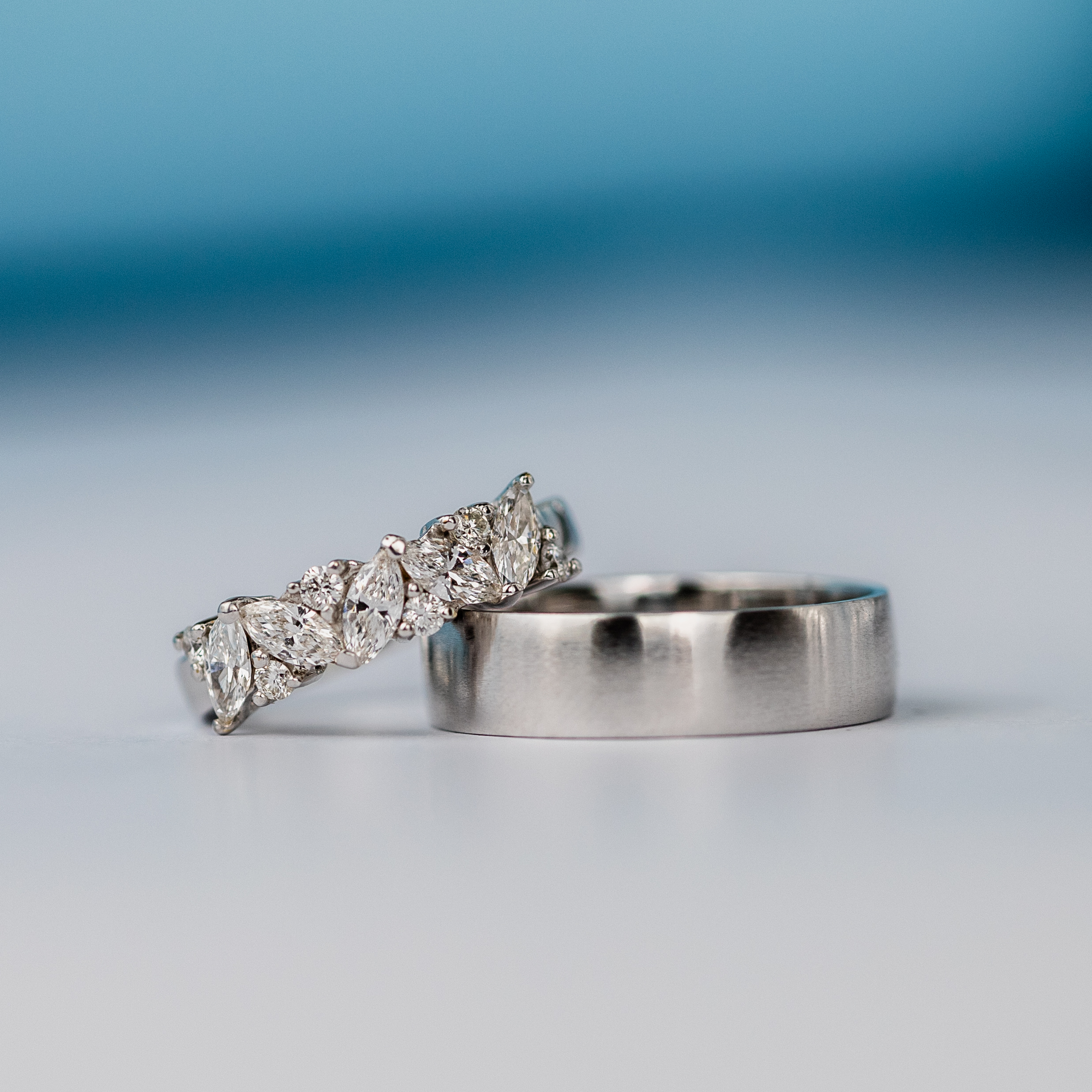 Platinum Engagement and Wedding Ring - Image 1