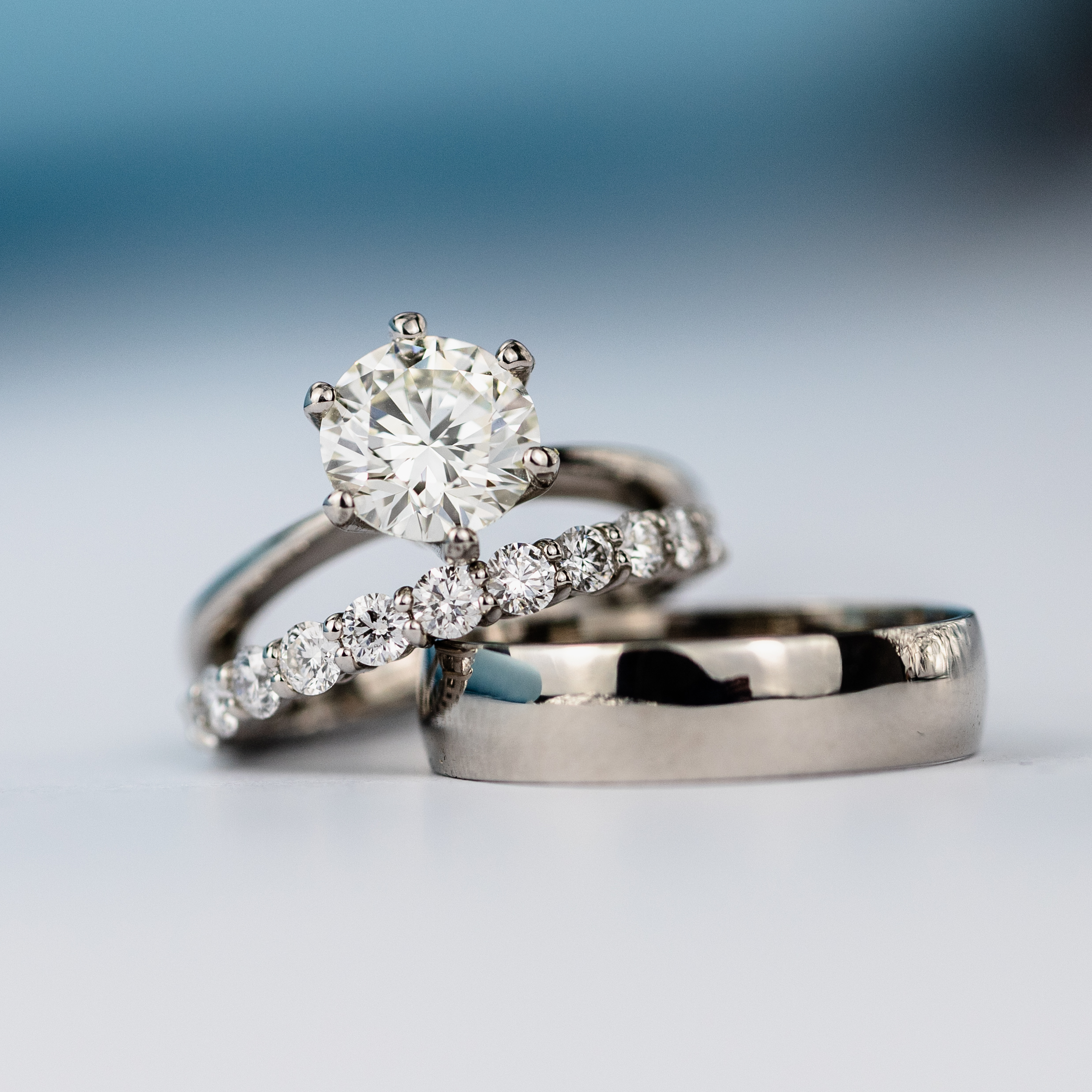 Platinum Engagement and Wedding Ring - Image 2