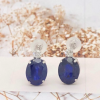 2.50 Carat Blue Sapphire w/ .16 CTW Diamond Earrings PLATINUM E631