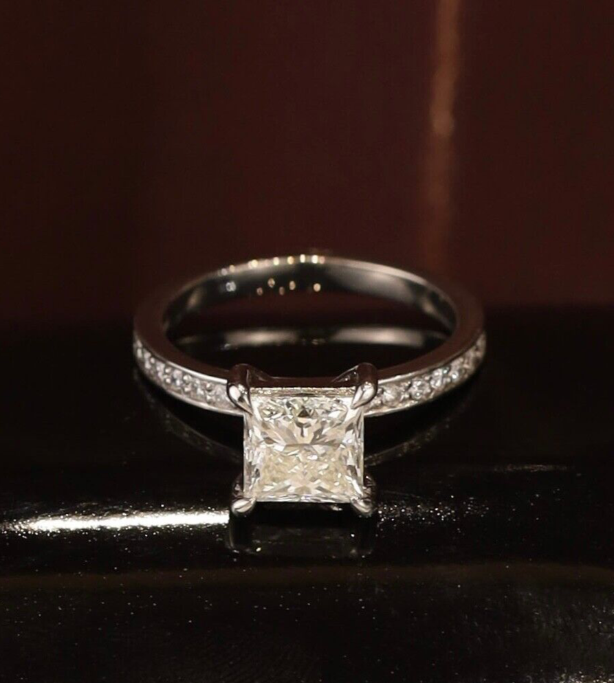 HRD Certified 1.70 Carat Diamond w/.14 CTW Engagement Ring PLATINUM ER028