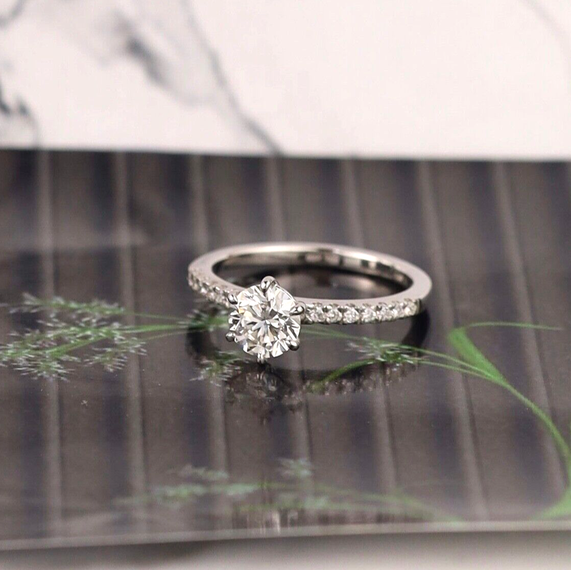 Certified-GIA .80 Carat Diamond w/.14 CTW Engagement Ring PLATINUM ER075-PT