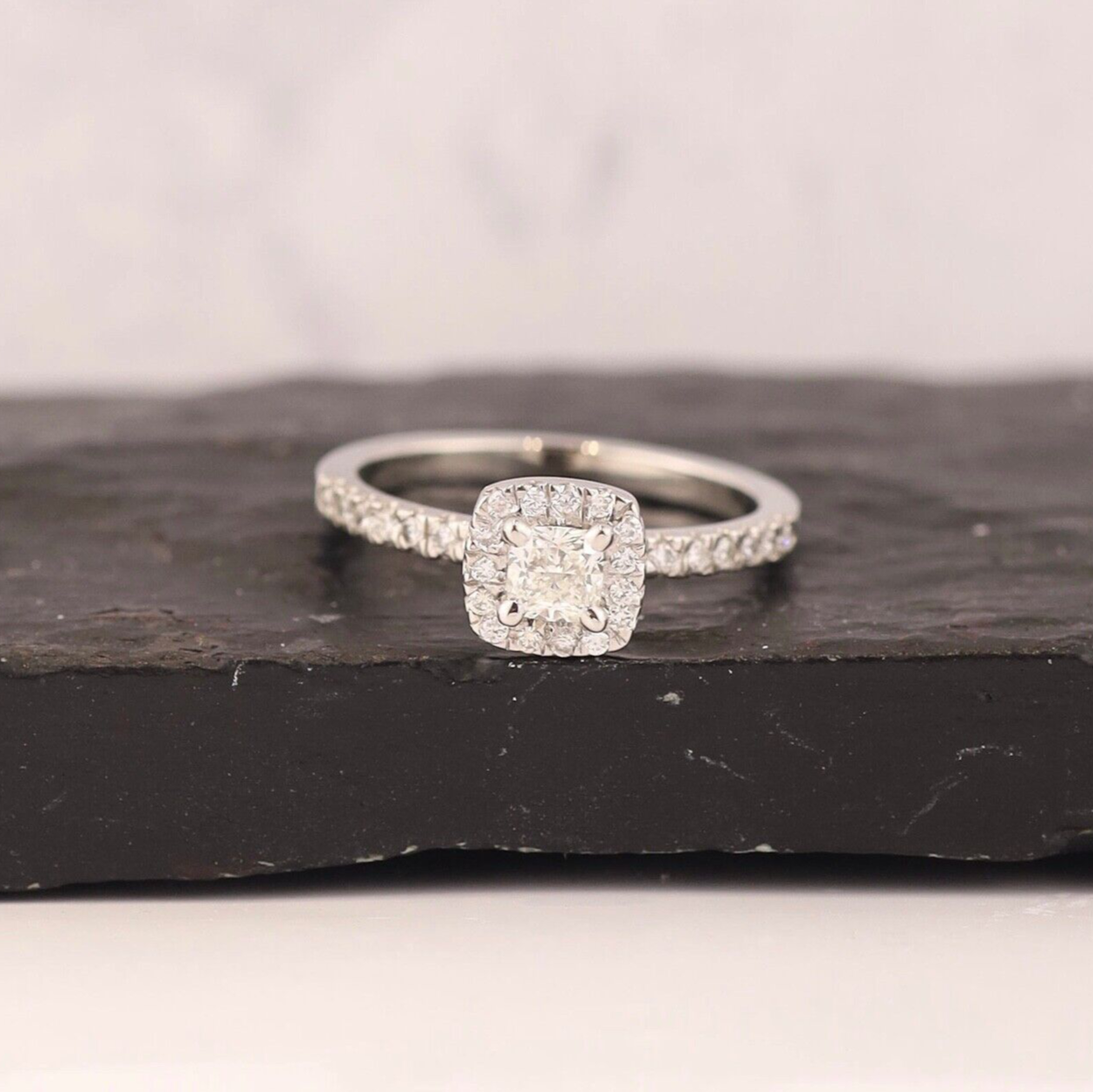 GIA-Certified .33 Carat Diamond w/.215 CTW Engagement Ring PLATINUM ER0209-PT