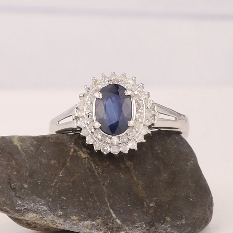 .205 CTW Diamond w/Blue Sapphire Ring PLATINUM R360-PT