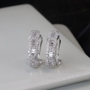 .94 CTW Diamond Clip Earrings Platinum & 18K White Gold E0226-PTWG