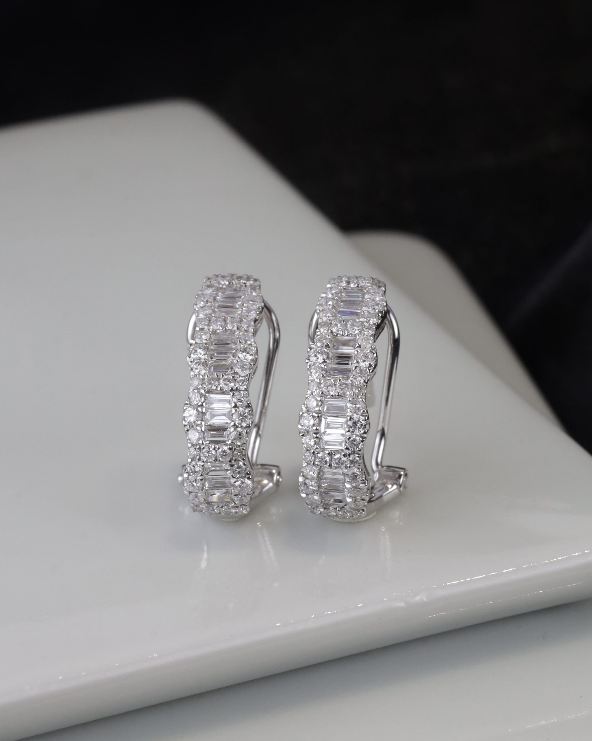 .94 CTW Diamond Clip Earrings Platinum & 18K White Gold E0226-PTWG