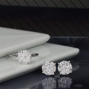 2.01 CTW Diamond Ring & Stud Earrings Platinum JS262R-PT