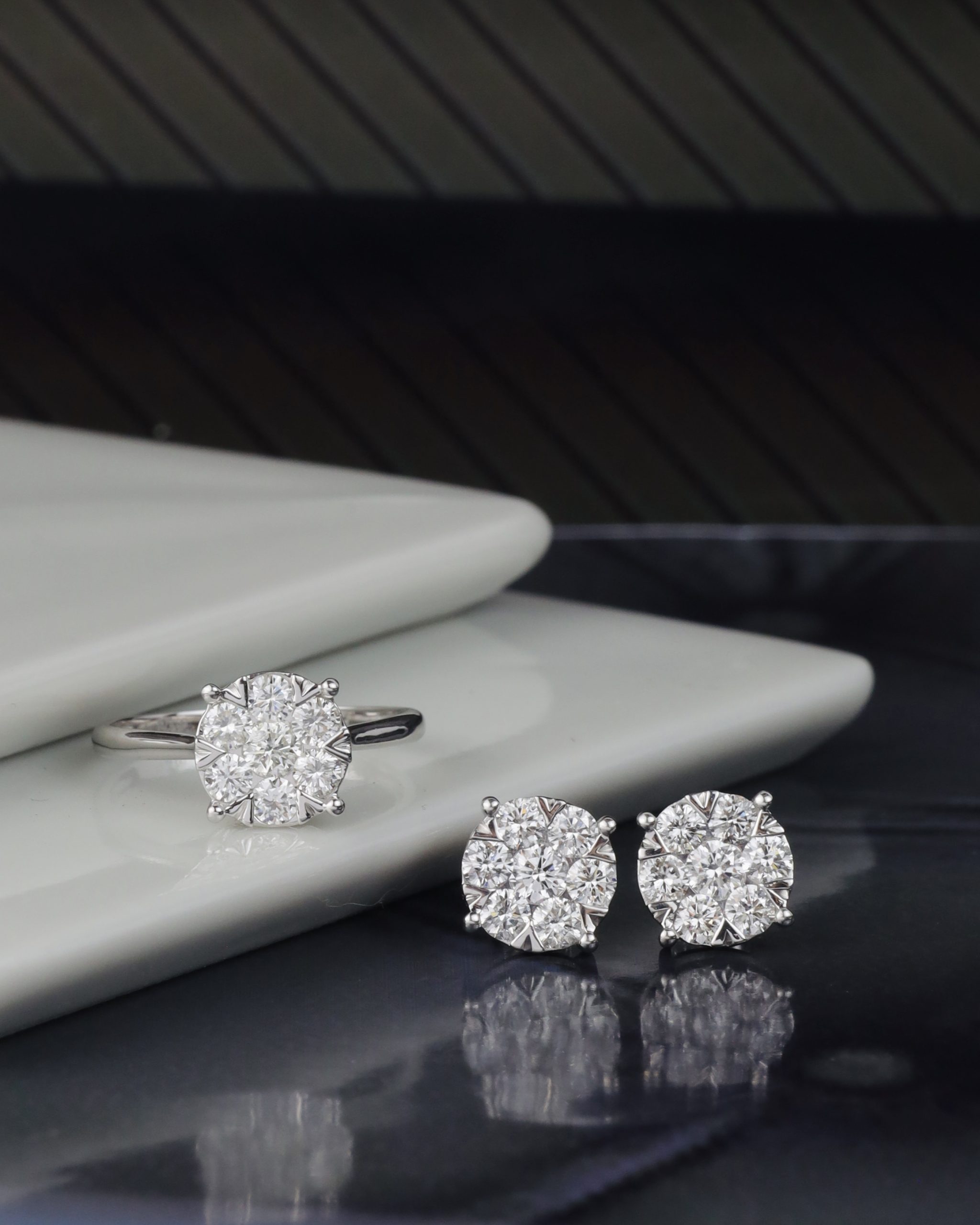 2.01 CTW Diamond Ring & Stud Earrings Platinum JS262R-PT