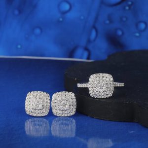 1.55 CTW Diamond Stud Earrings & Ring Set Platinum JS263-PT