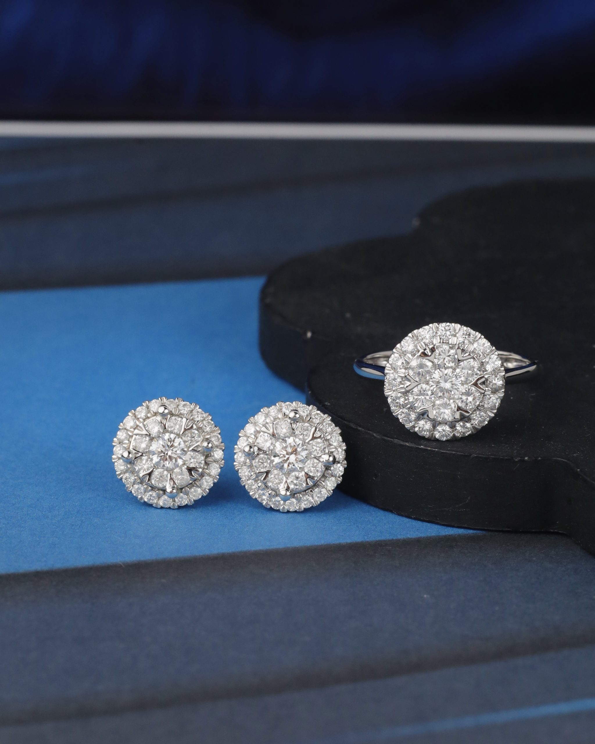 2.29 CTW Diamond Earrings & Ring Platinum Set JS259-PT