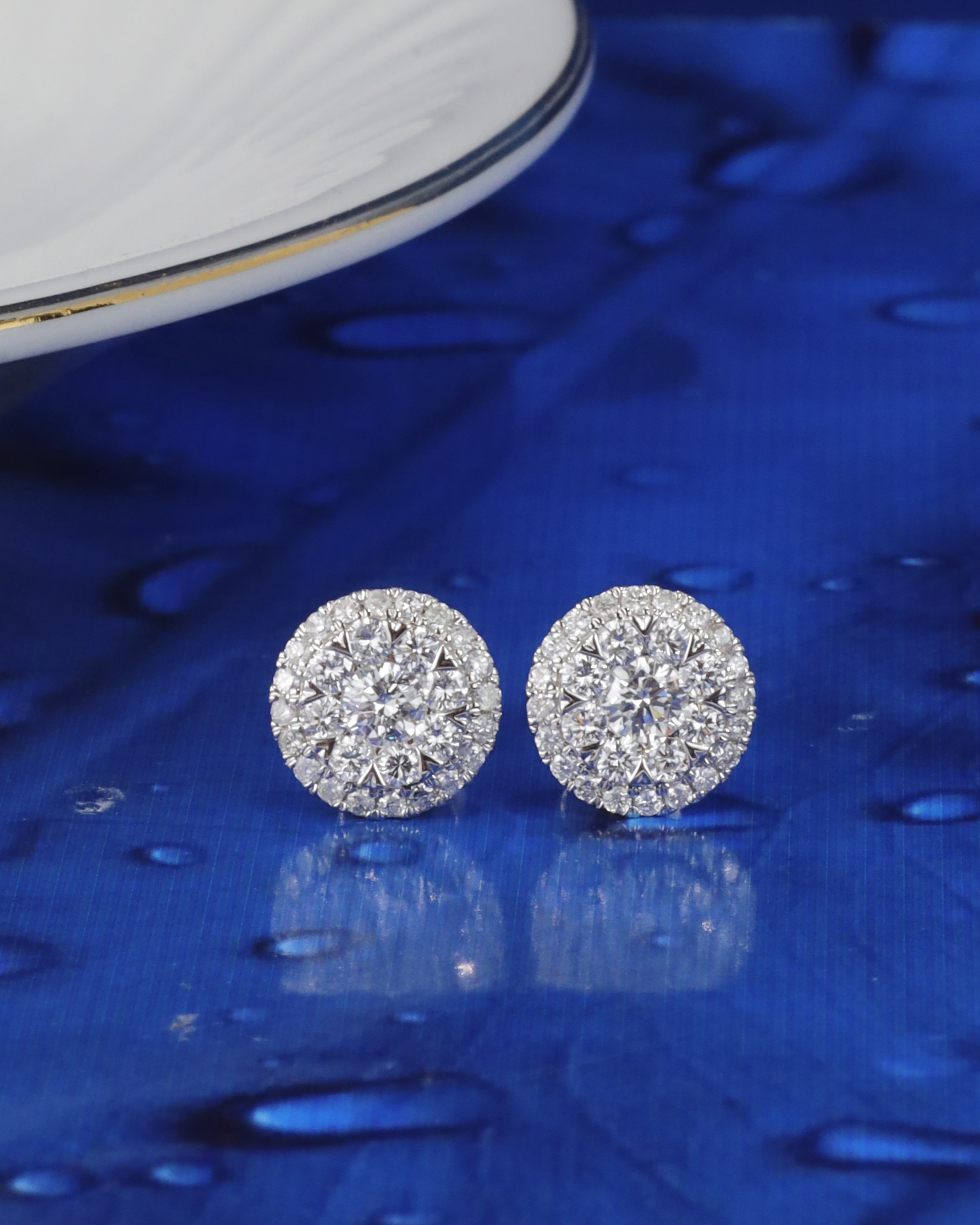 .88 CTW Diamond Stud Earrings Platinum & 18K White Gold JS261E-PTWG