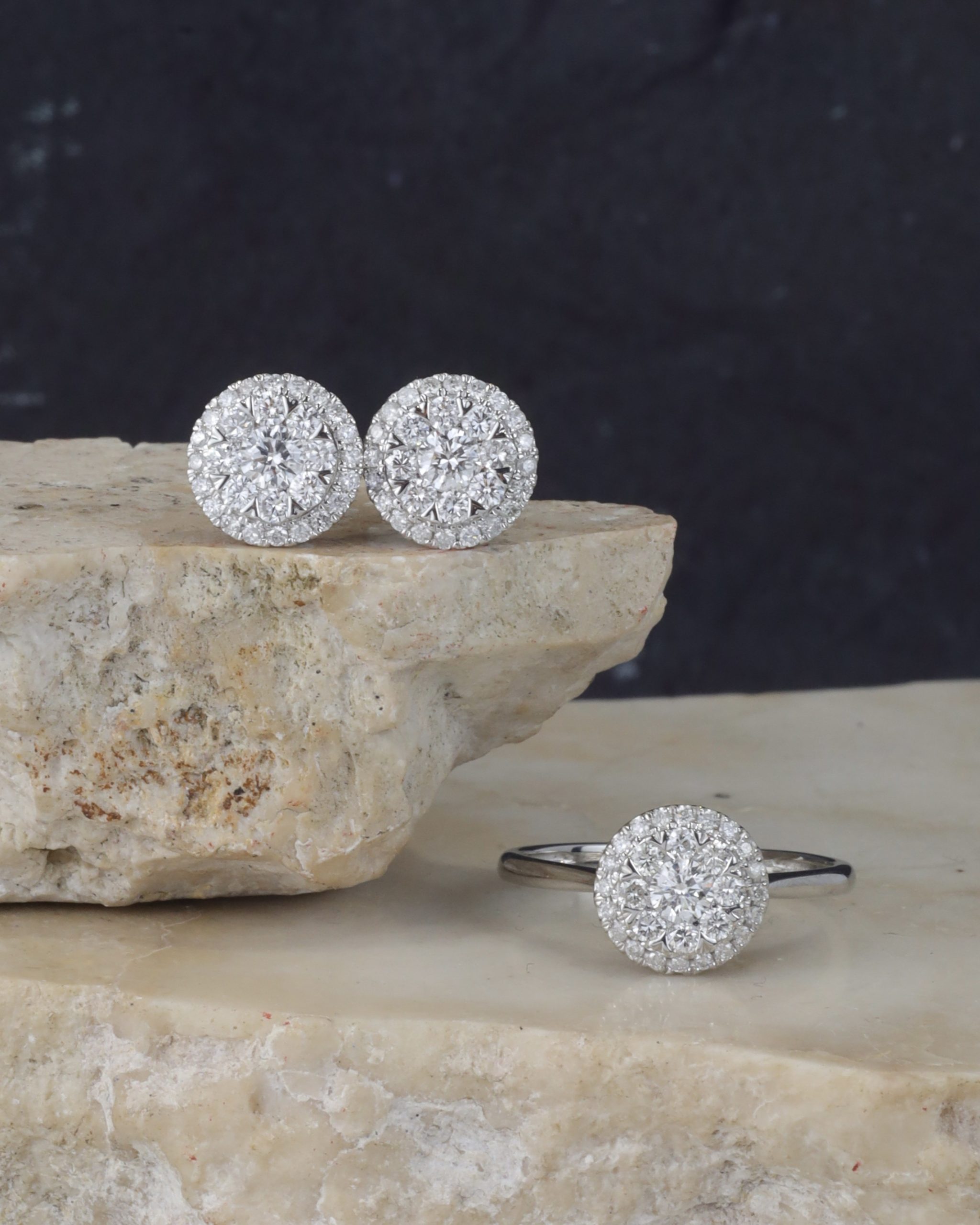 1.33 CTW Diamond Ring &Earrings Platinum & 18 Karat White Gold JS261-PTWG